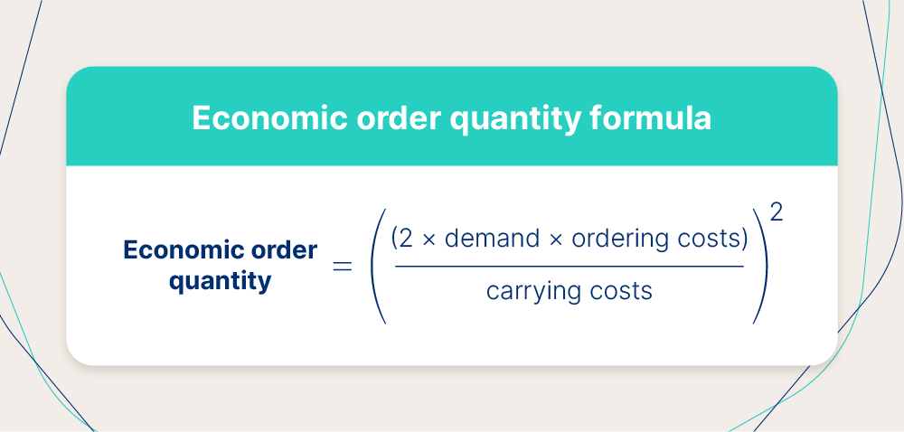 The formula for economic order quantity.